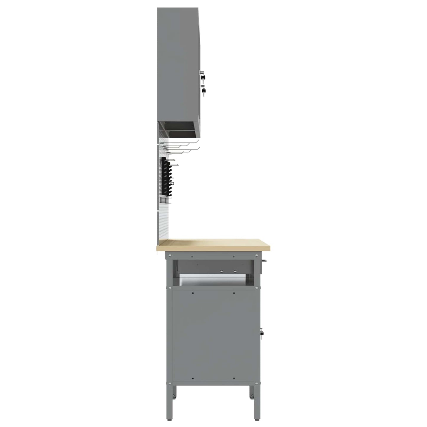 Work Cabinet with Drawer 10 pcs Red Engineered Wood and Steel