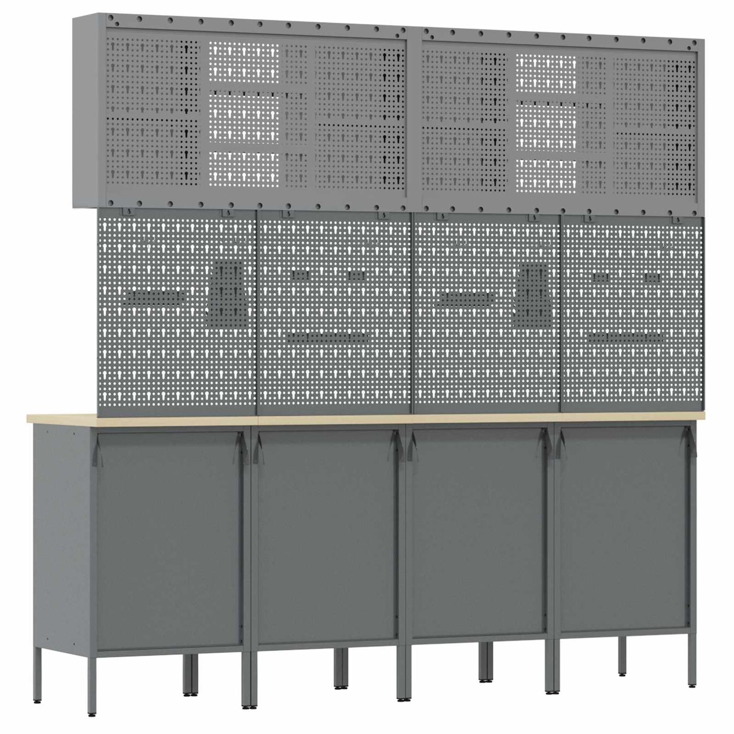 Work Cabinet with Drawer 10 pcs Black Engineered Wood and Steel