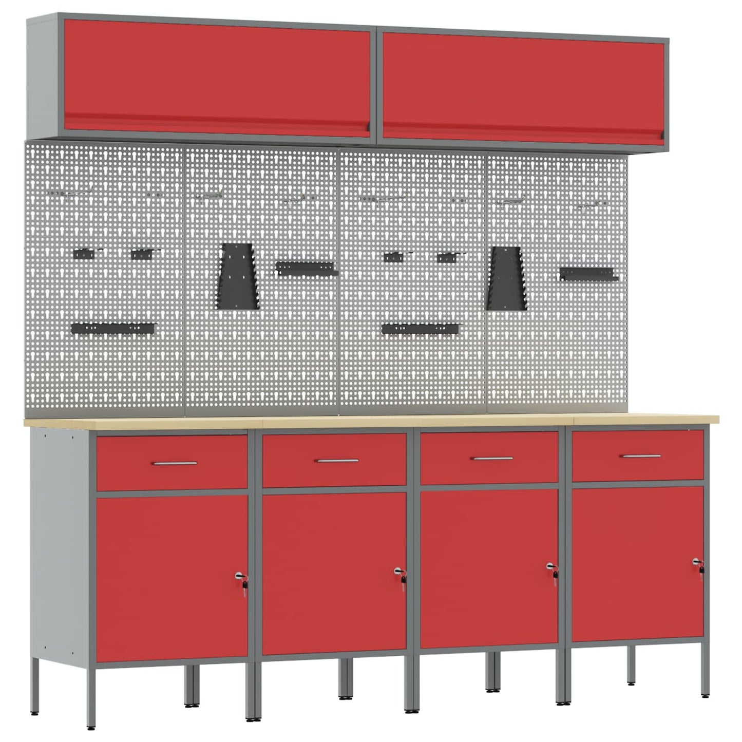 Work Cabinet Set with Drawer with Storage Manual 10 pcs Red