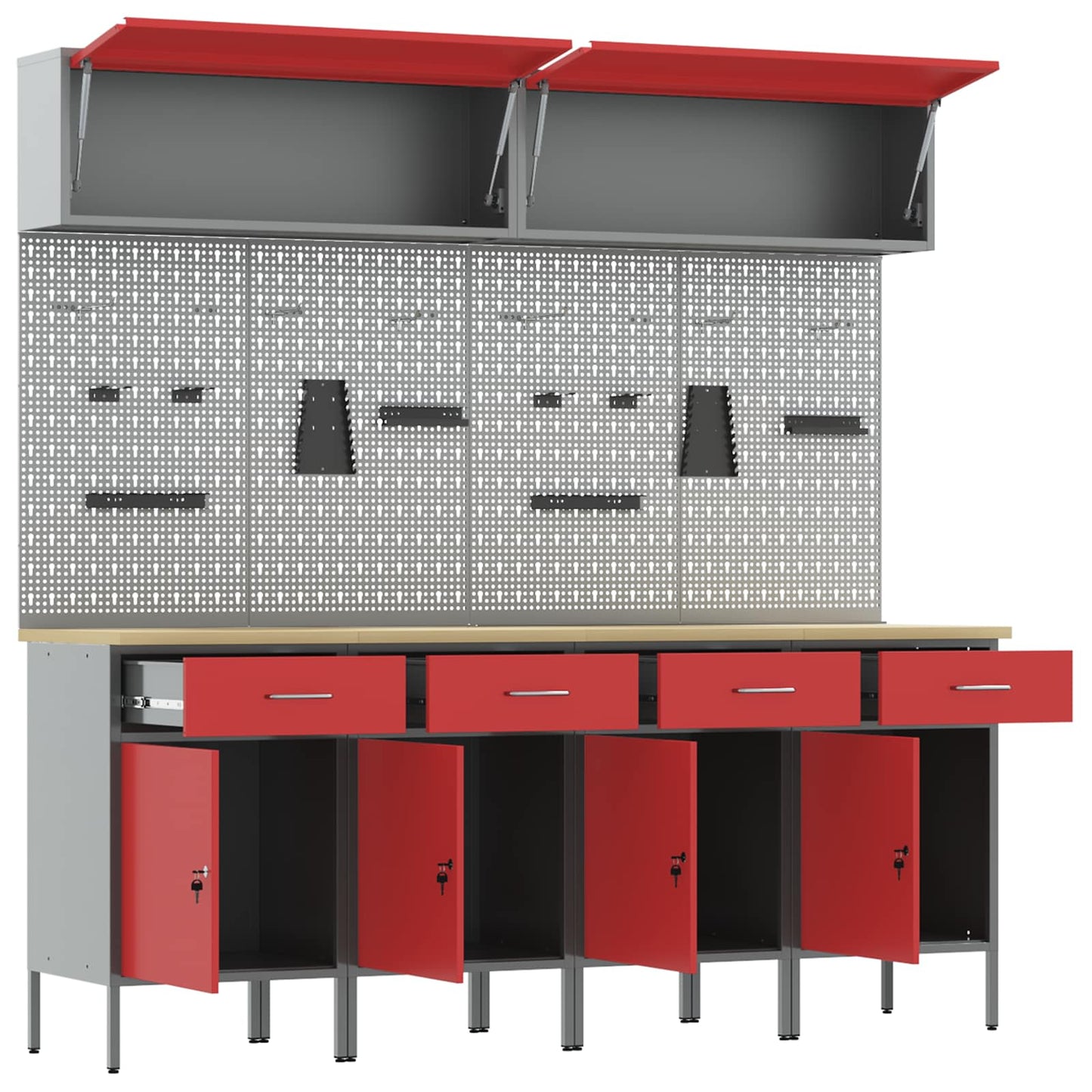 Work Cabinet Set with Drawer with Storage Manual 10 pcs Red