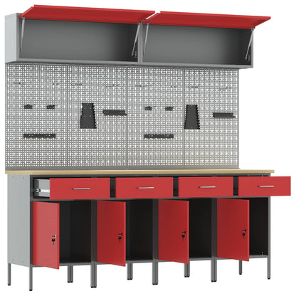 Work Cabinet Set with Drawer with Storage Manual 10 pcs Red