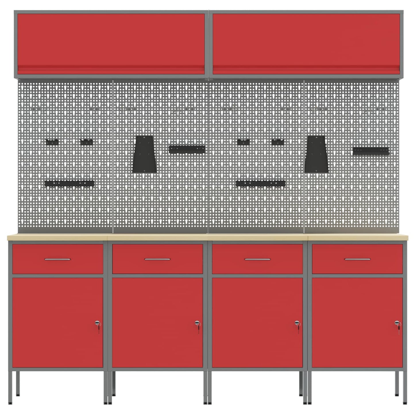 Work Cabinet Set with Drawer with Storage Manual 10 pcs Red