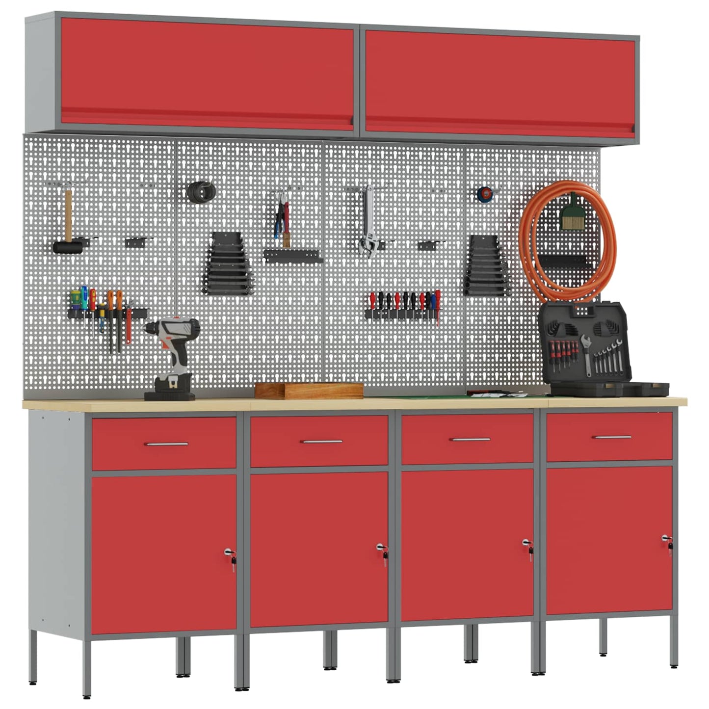 Work Cabinet Set with Drawer with Storage Manual 10 pcs Red