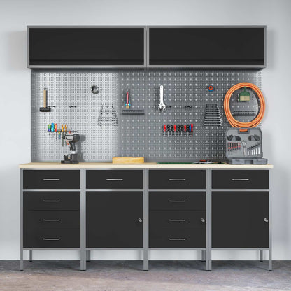 Work Cabinet Set with Drawer with Storage Manual 10 pcs Black