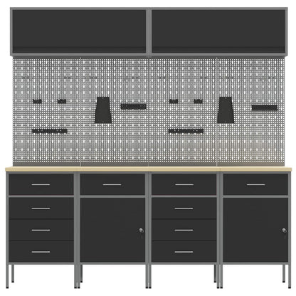 Work Cabinet Set with Drawer with Storage Manual 10 pcs Black