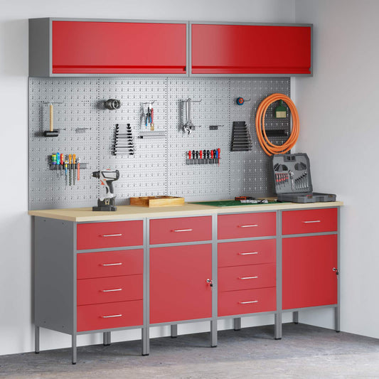 Work Cabinet Set with Drawer with Storage Manual 10 pcs Red