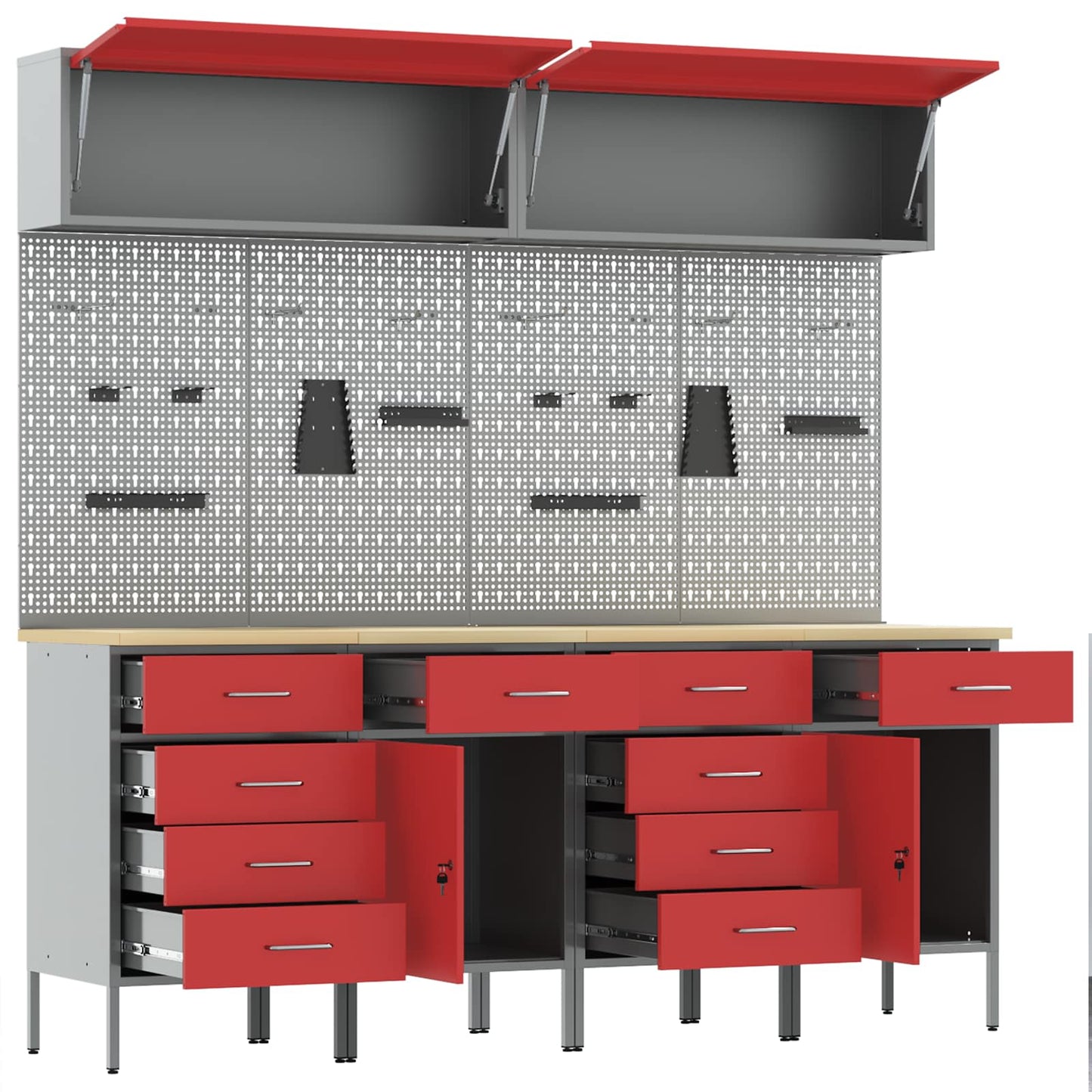 Work Cabinet Set with Drawer with Storage Manual 10 pcs Red