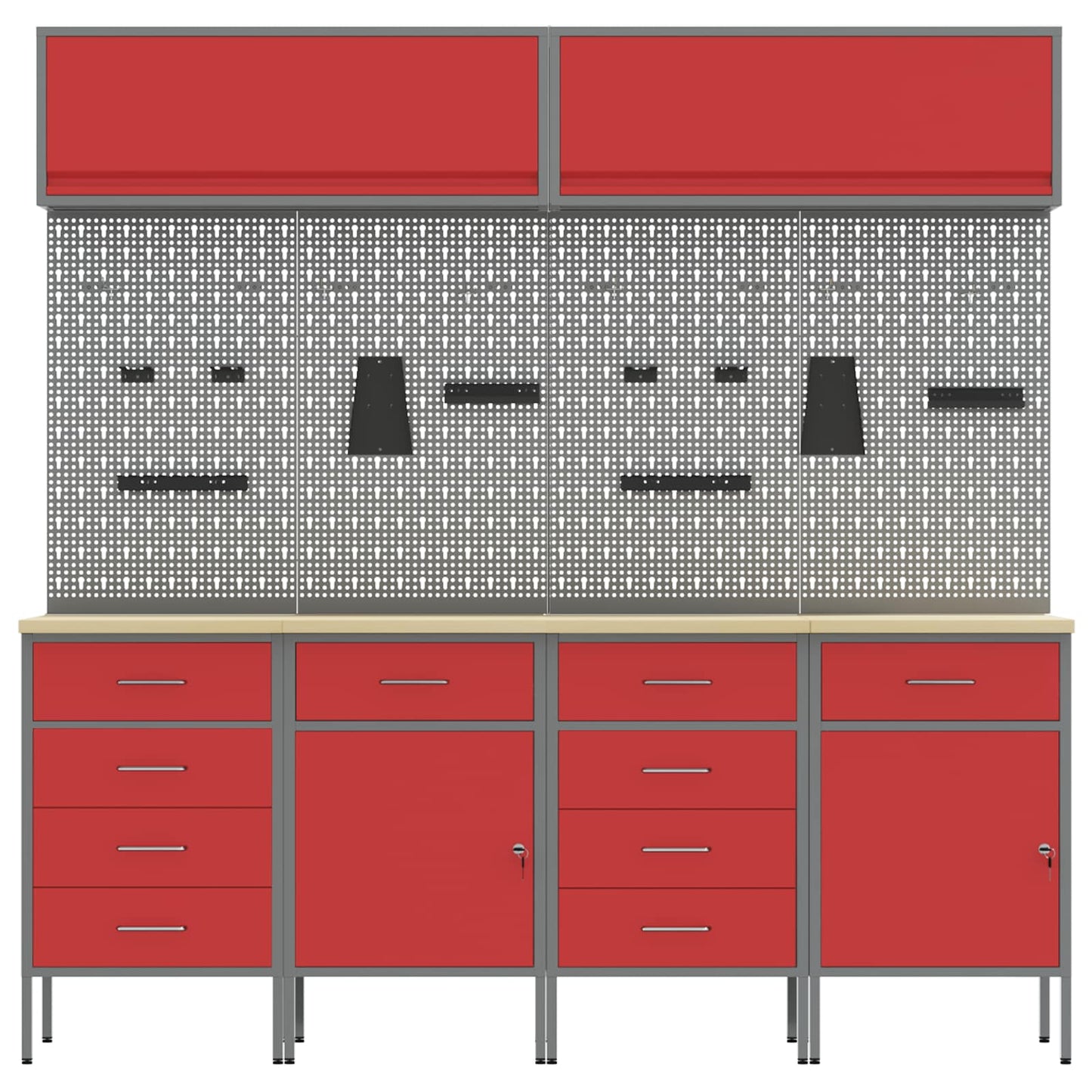 Work Cabinet Set with Drawer with Storage Manual 10 pcs Red