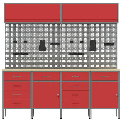 Work Cabinet Set with Drawer with Storage Manual 10 pcs Red
