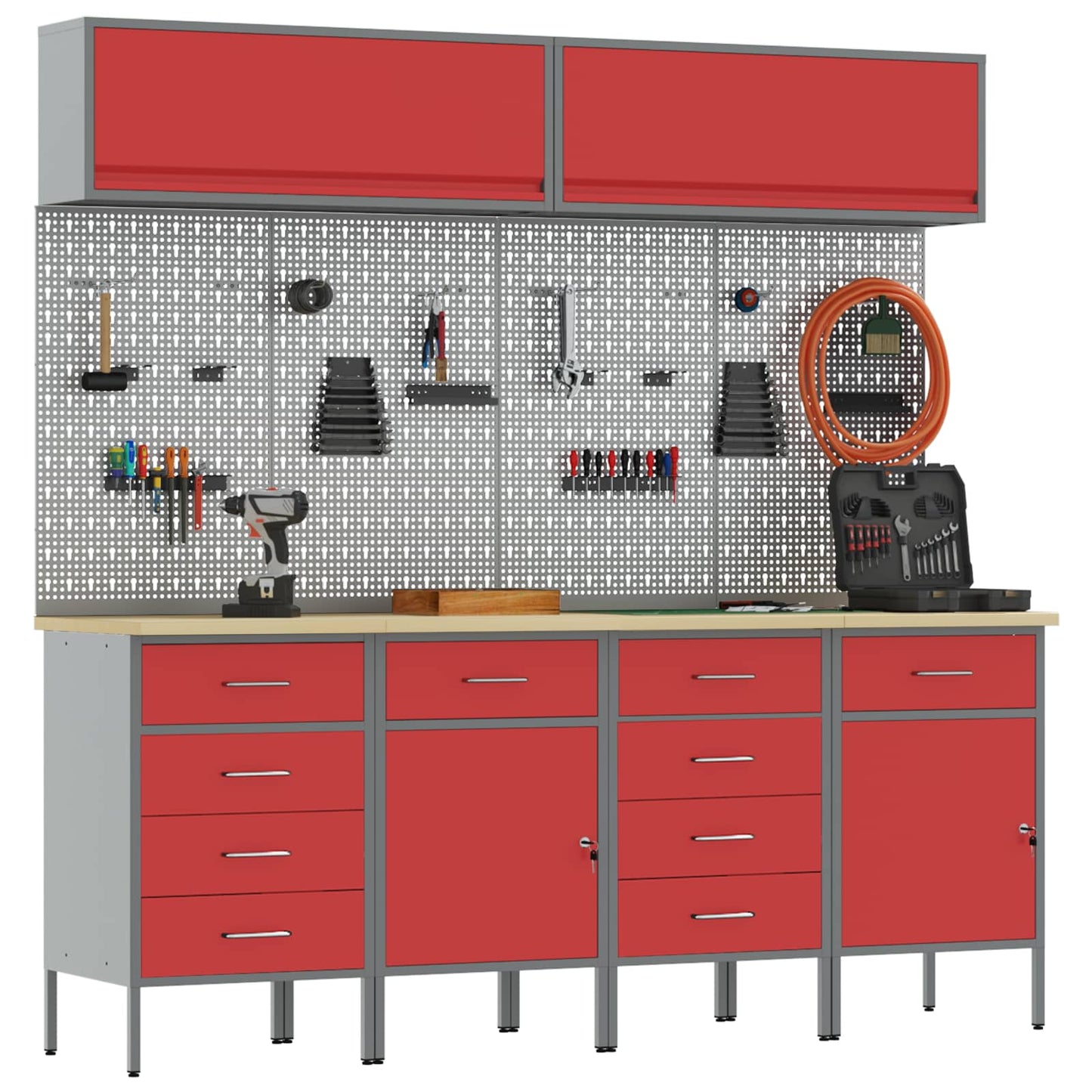 Work Cabinet Set with Drawer with Storage Manual 10 pcs Red