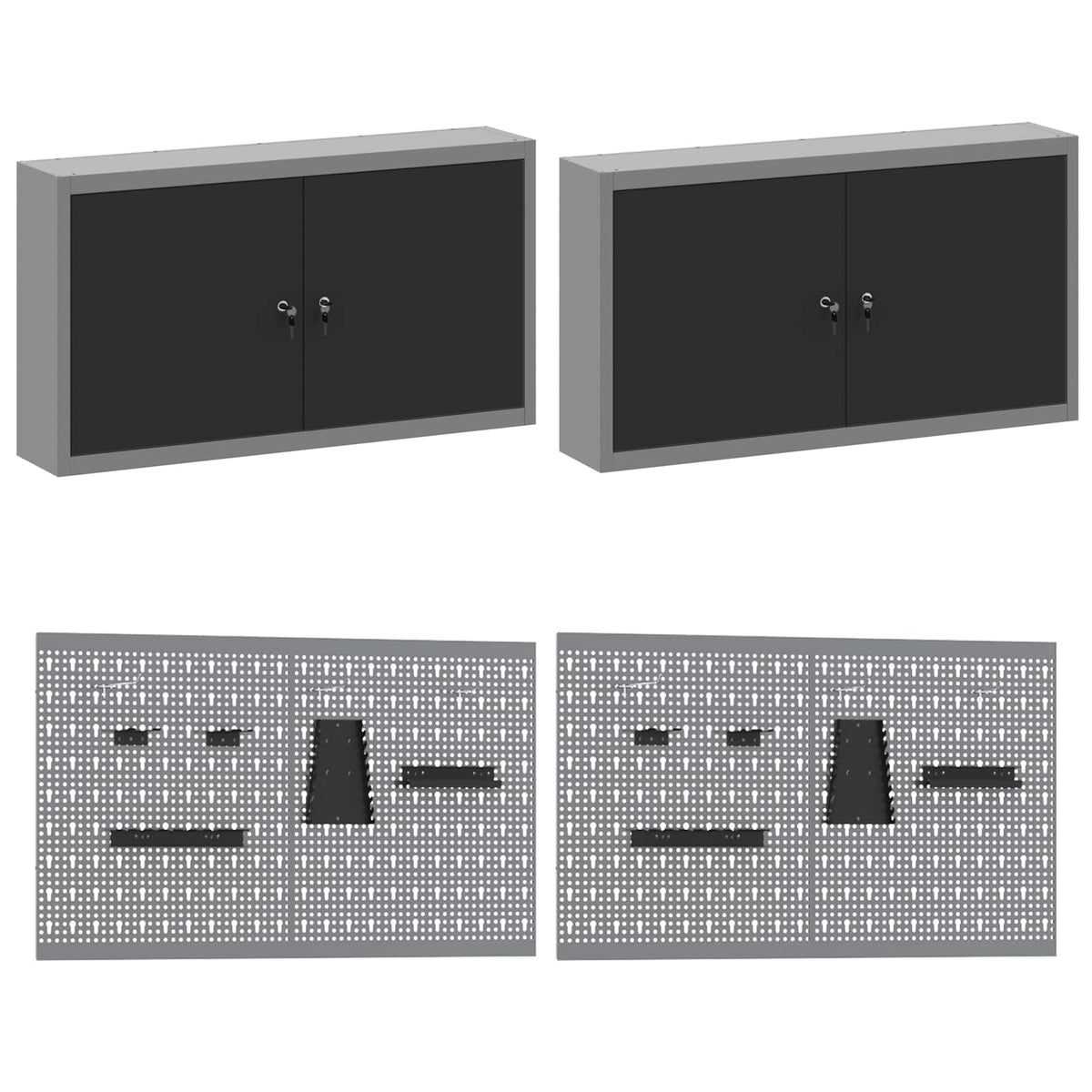 Work Bench Set 8 pcs Black and Grey Powder-Coated Steel