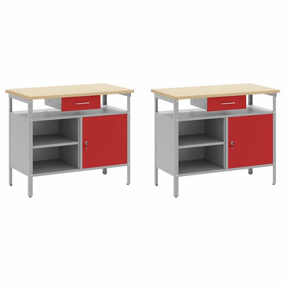 Work Bench Set 8 pcs Red and Grey Powder-Coated Steel