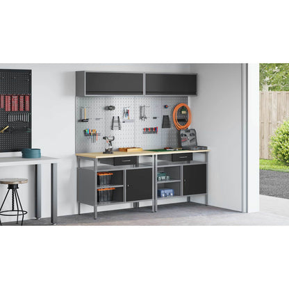 Work Bench Set 8 pcs Black and Grey Powder-Coated Steel