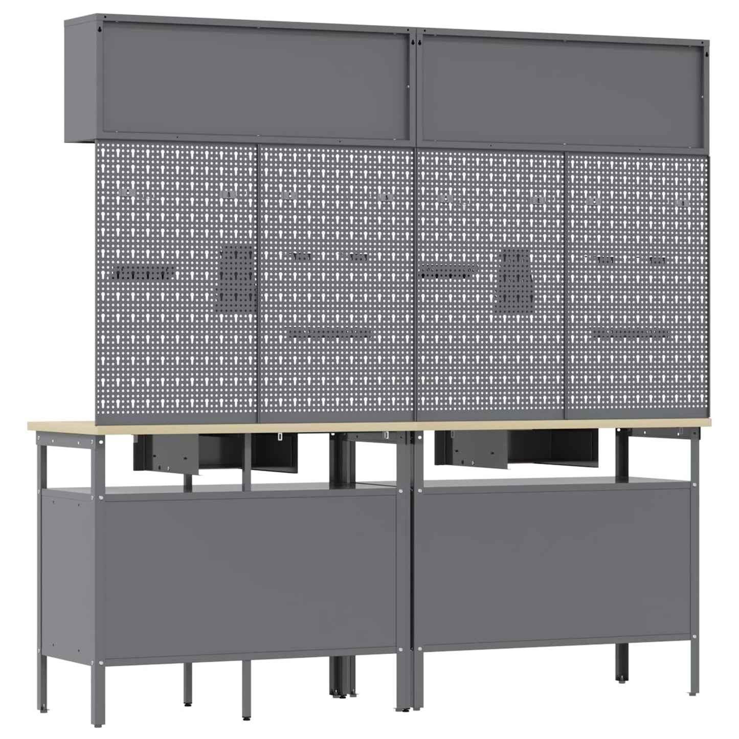 Work Bench Set 8 pcs Black and Grey Powder-Coated Steel