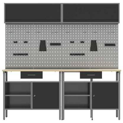 Work Bench Set 8 pcs Black and Grey Powder-Coated Steel
