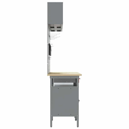 Work Bench Set with Lock 8 pcs Red and Grey Powder-Coated Steel