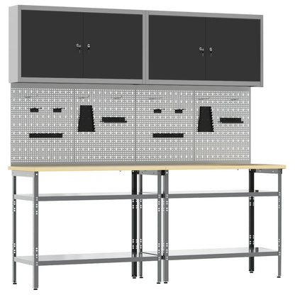 Work Bench Set 8 pcs Black and Grey Powder-Coated Steel