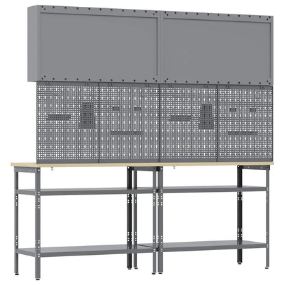 Work Bench Set 8 pcs Black and Grey Powder-Coated Steel