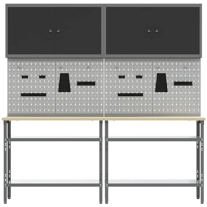 Work Bench Set 8 pcs Black and Grey Powder-Coated Steel