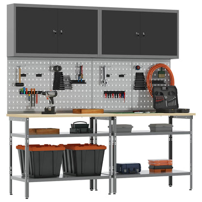 Work Bench Set 8 pcs Black and Grey Powder-Coated Steel