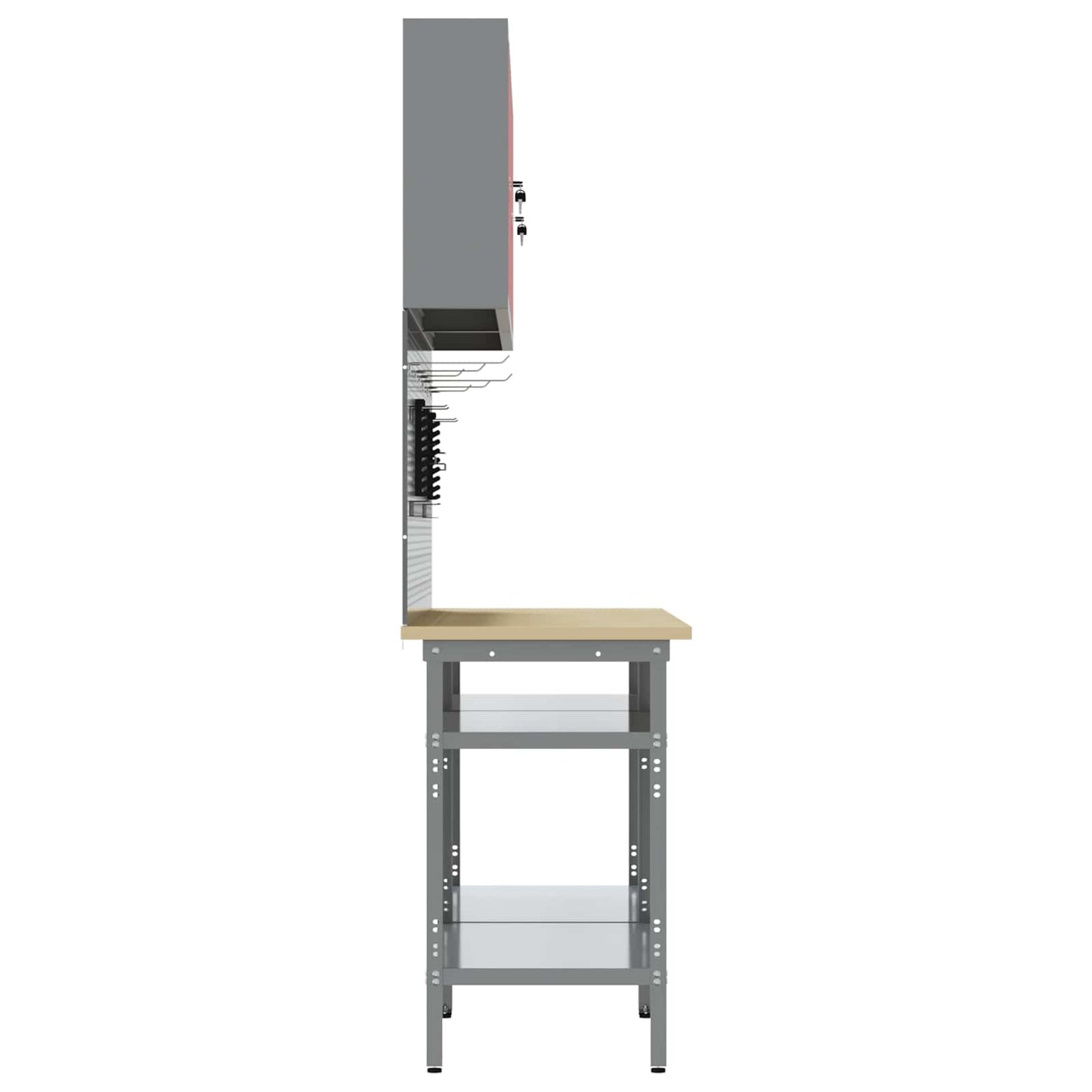 Work Bench Set 8 pcs Red and Grey Powder-Coated Steel