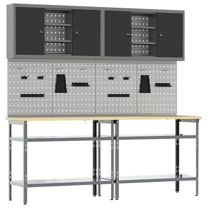 Work Bench Set 8 pcs Black and Grey Powder-Coated Steel