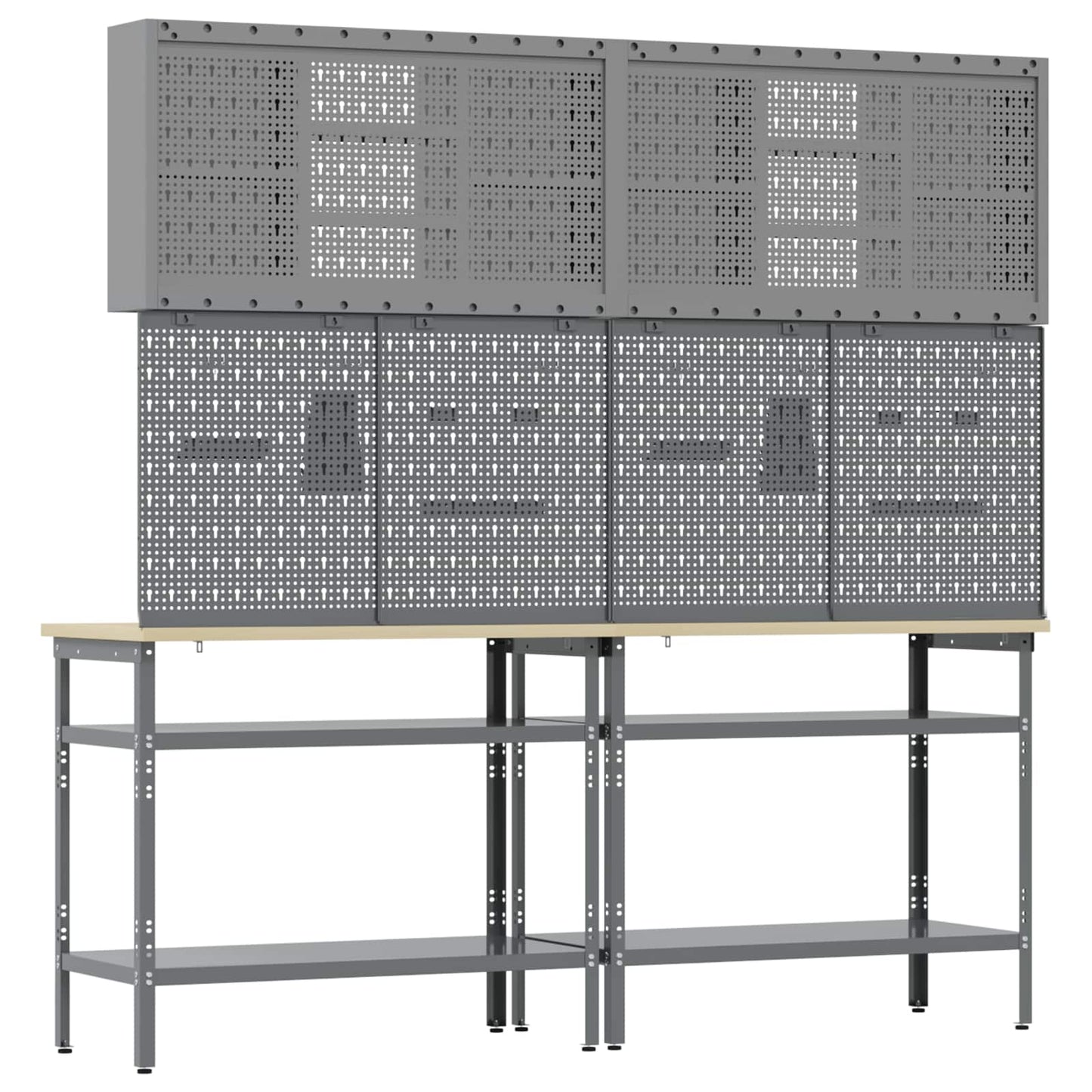 Work Bench Set 8 pcs Black and Grey Powder-Coated Steel