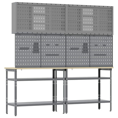 Work Bench Set 8 pcs Black and Grey Powder-Coated Steel