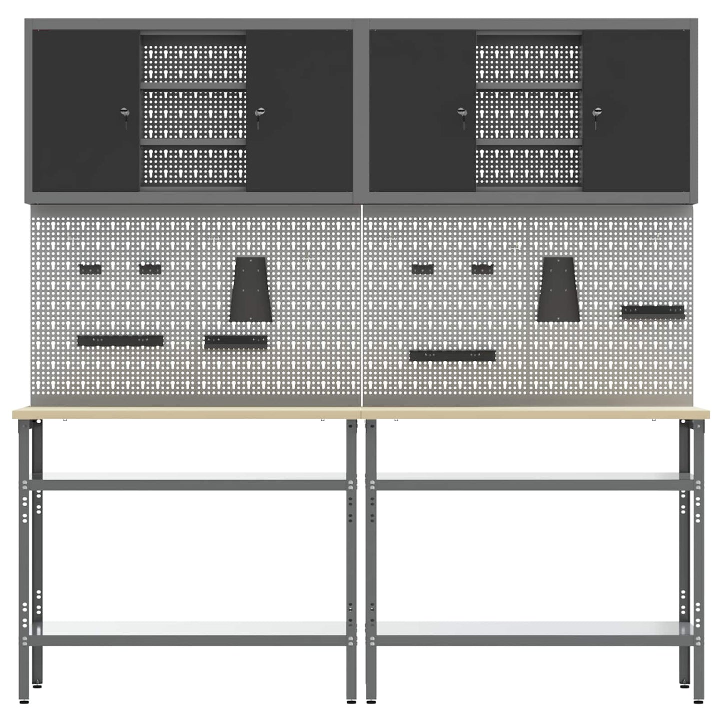 Work Bench Set 8 pcs Black and Grey Powder-Coated Steel