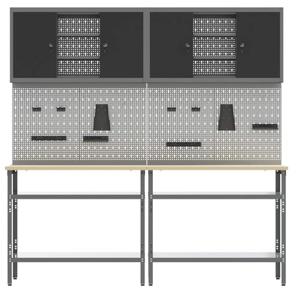 Work Bench Set 8 pcs Black and Grey Powder-Coated Steel