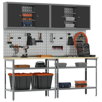 Work Bench Set 8 pcs Black and Grey Powder-Coated Steel