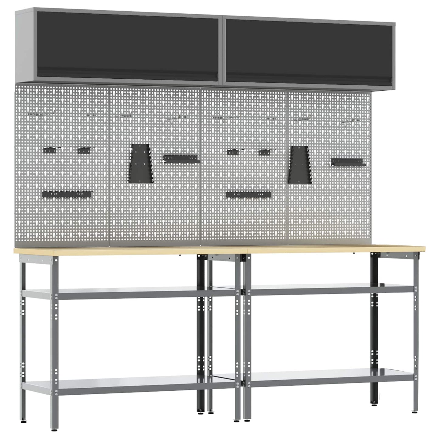 Work Bench Set 8 pcs Black and Grey Powder-Coated Steel