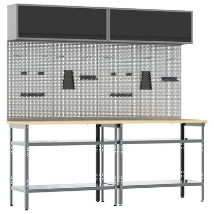 Work Bench Set 8 pcs Black and Grey Powder-Coated Steel