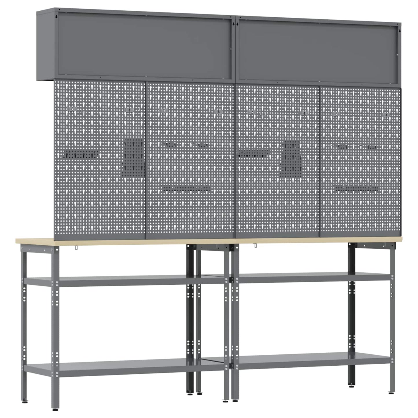 Work Bench Set 8 pcs Black and Grey Powder-Coated Steel
