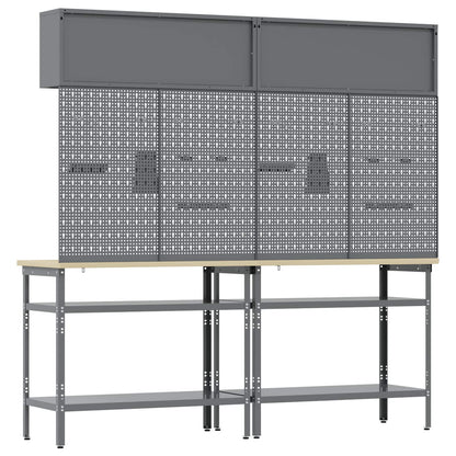 Work Bench Set 8 pcs Black and Grey Powder-Coated Steel