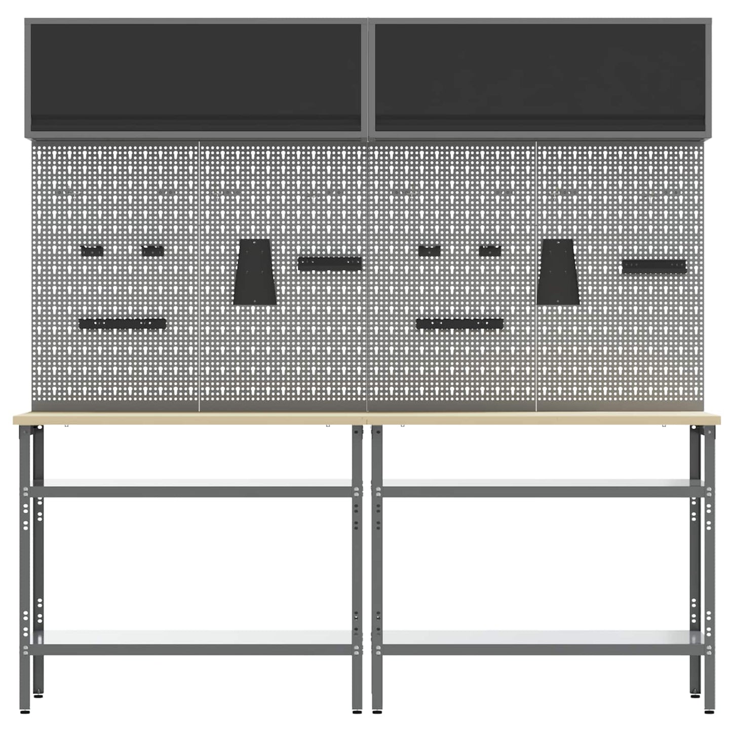 Work Bench Set 8 pcs Black and Grey Powder-Coated Steel
