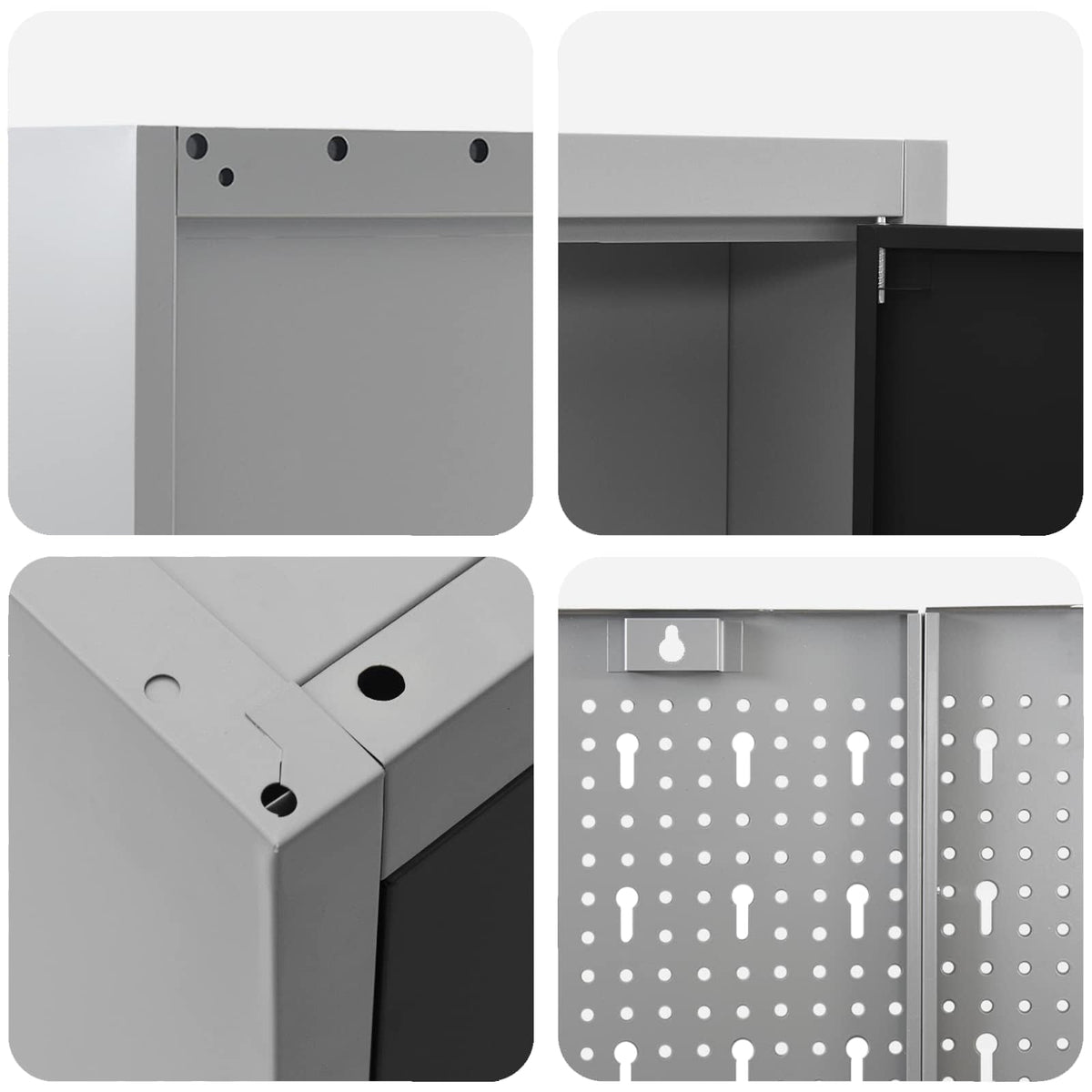 Work Cabinet Set with Drawer with Shelf 12 pcs Black and Grey