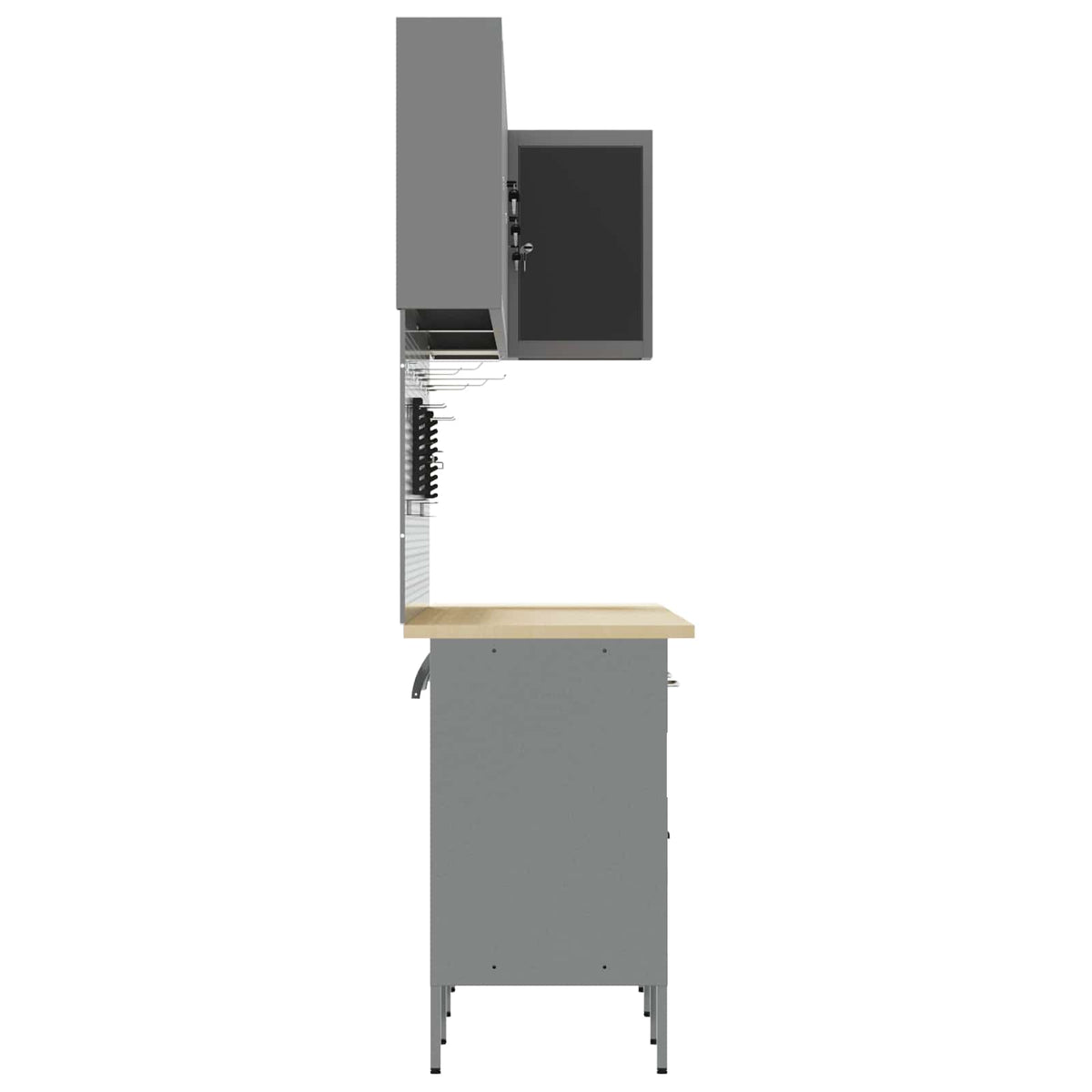 Work Cabinet Set with Drawer with Shelf 12 pcs Black and Grey