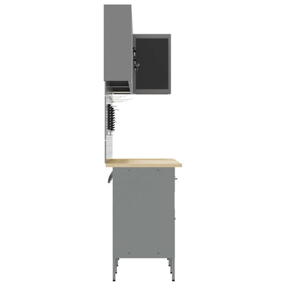 Work Cabinet Set with Drawer with Shelf 12 pcs Black and Grey