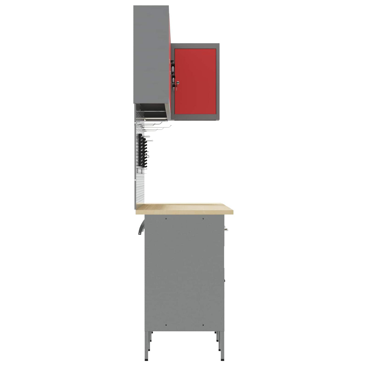 Work Cabinet Set with Drawer with Shelf 12 pcs Red and Grey