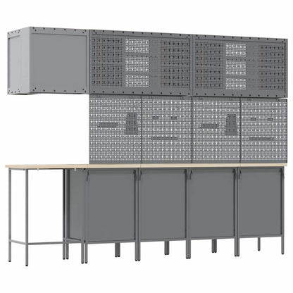 Work Cabinet Set with Drawer with Shelf 12 pcs Black and Grey