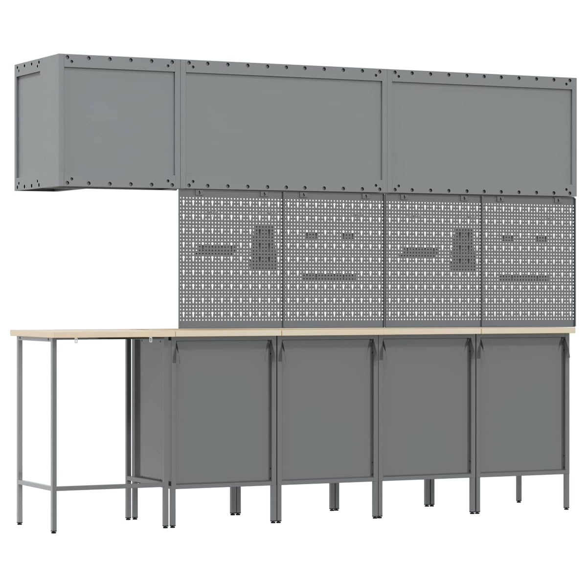 Work Cabinet Set with Drawer with Shelf 12 pcs Black and Grey