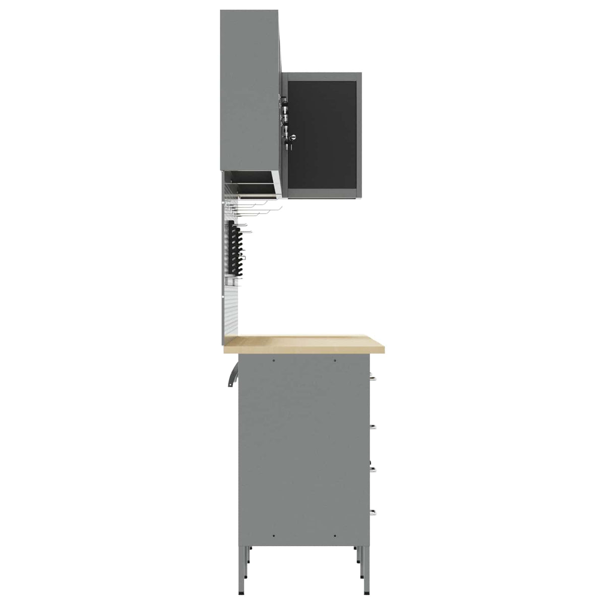 Work Cabinet Set with Drawer with Shelf 12 pcs Black and Grey