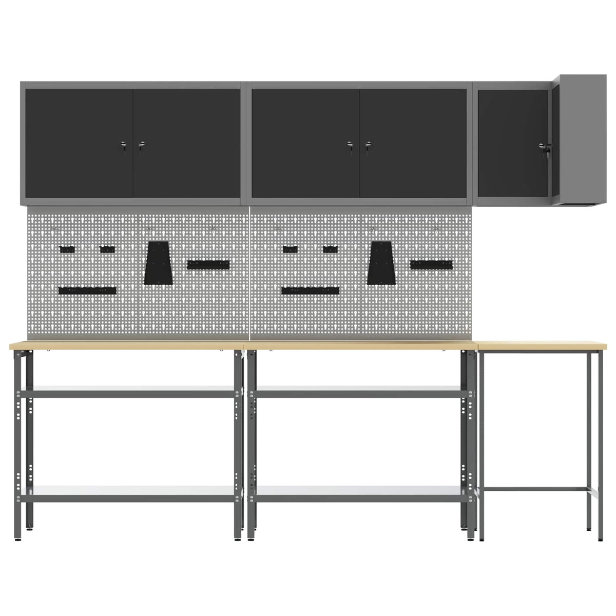 Work Cabinet Set with Shelf with Storage 10 pcs Black and Grey