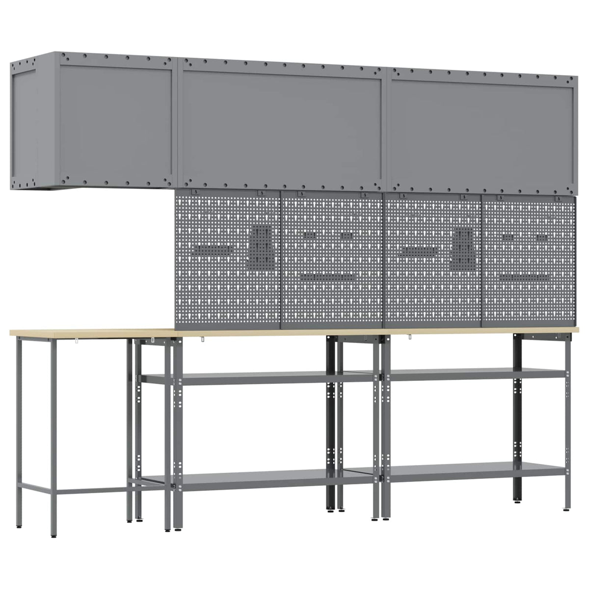 Work Cabinet Set with Shelf with Storage 10 pcs Red and Grey