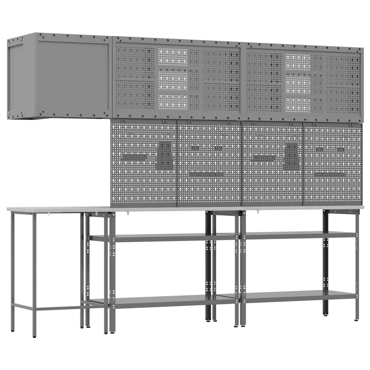 Work Cabinet Set with Shelf with Storage 10 pcs Black and Grey