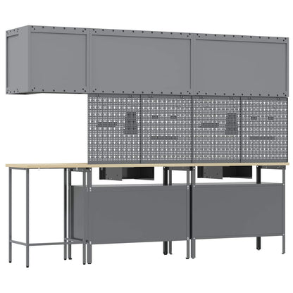 Work Cabinet Set with Drawer with Shelf 10 pcs Black and Grey