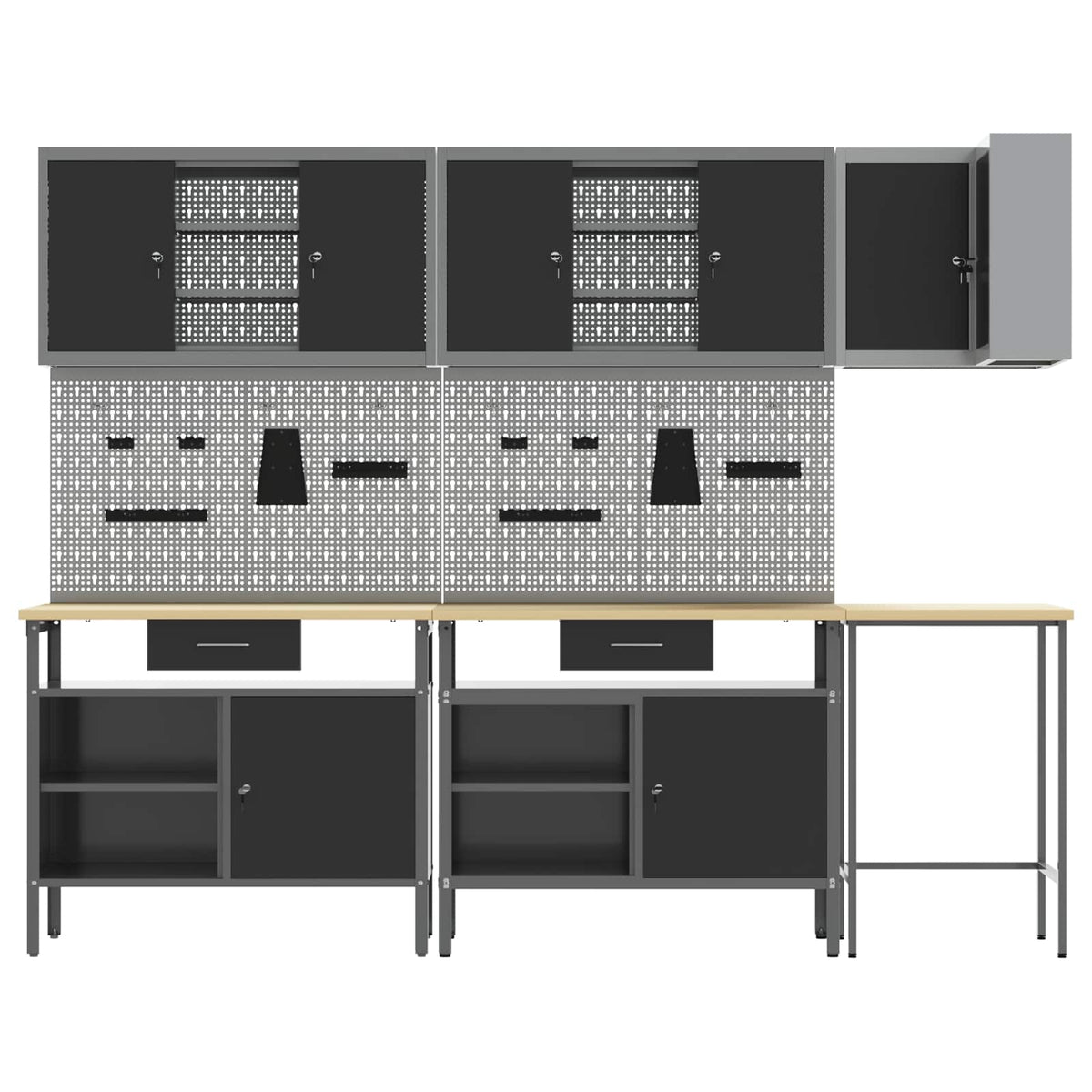Work Cabinet Set with Drawer with Shelf 10 pcs Black and Grey
