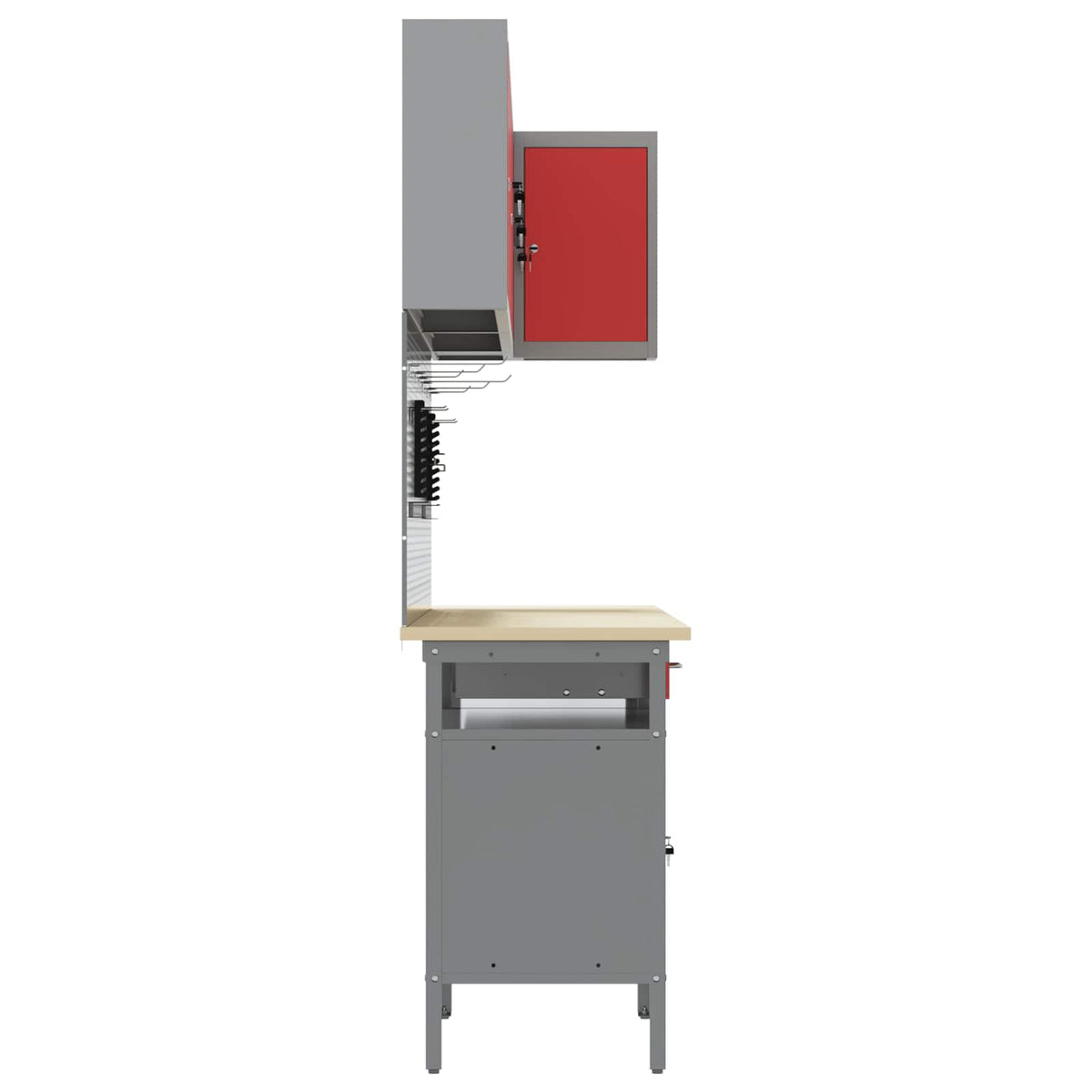Work Cabinet Set with Drawer with Shelf 10 pcs Red and Grey