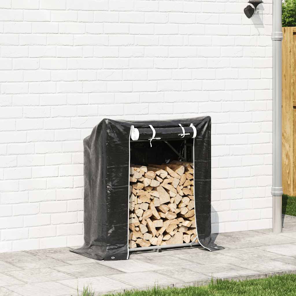 Firewood Rack with Rain Cover 100.5x40.5x110.5 cm Galvanised Steel